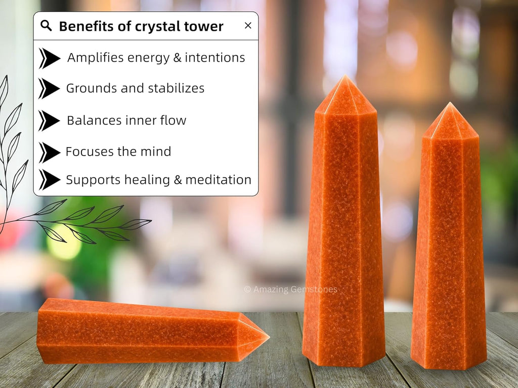 Amazing Gemstone Peach Moonstone Crystal Towers - Natural Healing Crystal Point Obelisk for Reiki Healing and Crystal Grid (3 Inch)