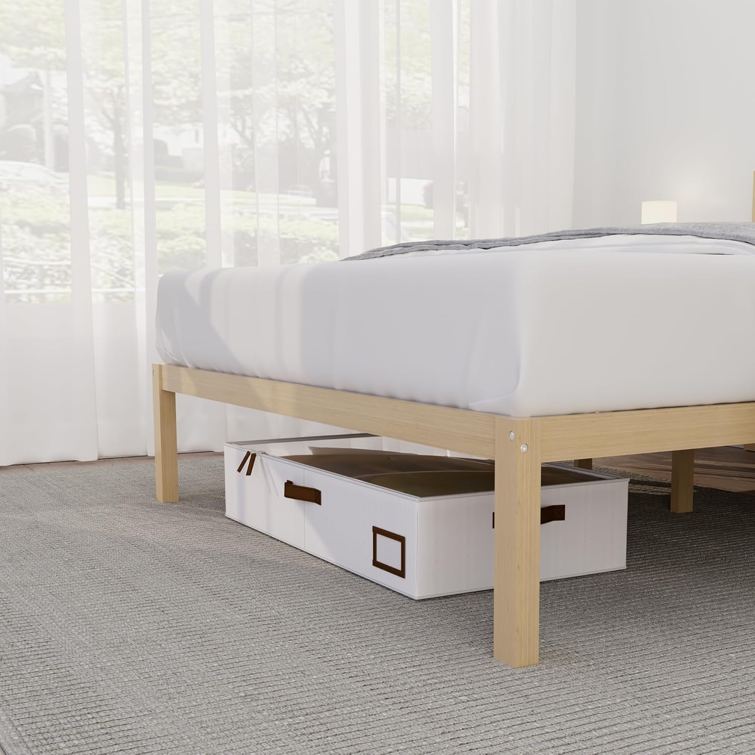 14 Inch Bamboo Bed Frame – Solid Wood Platform Bed Frame, Strong and Stable, with Non-Slip Slats for Support, No Box Spring Needed, Easy to Assemble, Noise-Free (Natural with Headboard, Full)