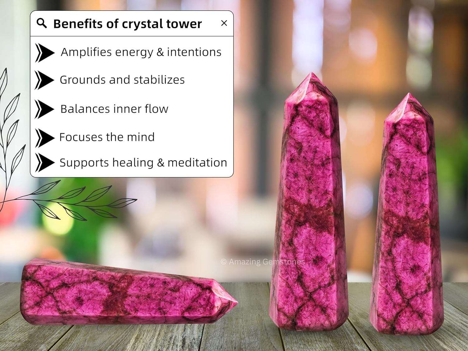 Amazing Gemstone Cobalt Calcite Crystal Towers - Natural Healing Crystal Point Obelisk for Reiki Healing and Crystal Grid (3 Inch)