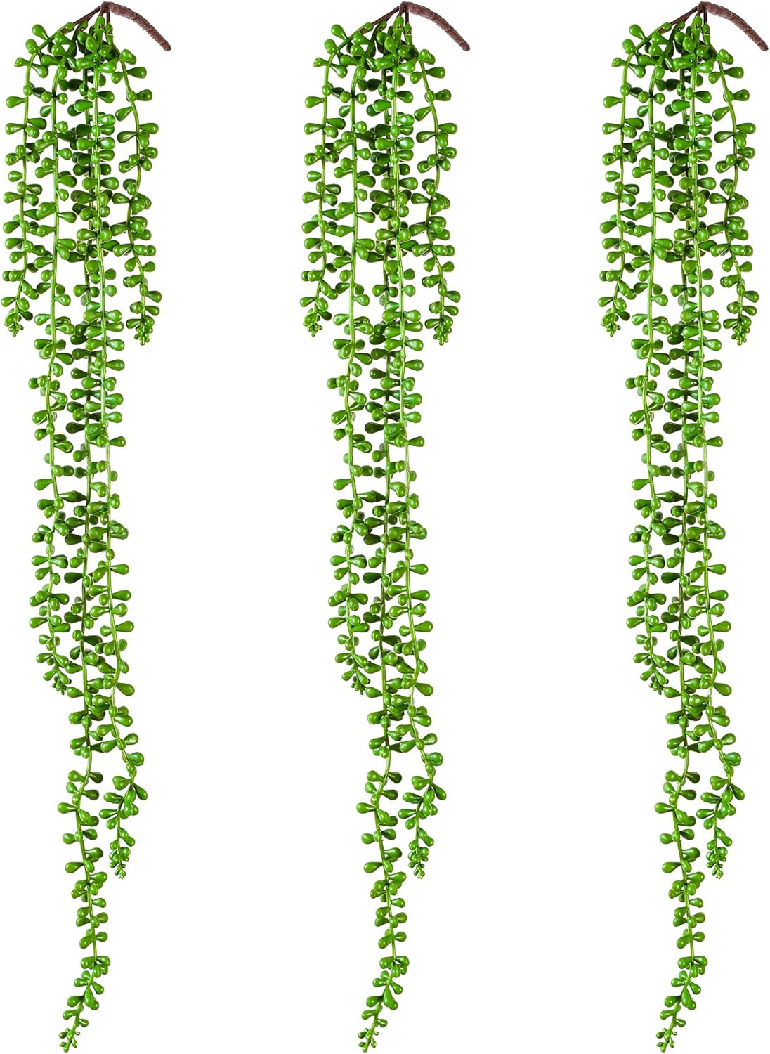 3PCS Artificial Succulents Hanging Plants,27.5 Inch Fake String of Pearls Greenery Plants 5 Branches for Fall Home Garden Office Party Balcony Wall Indoor Outdoor Autumn Decoration