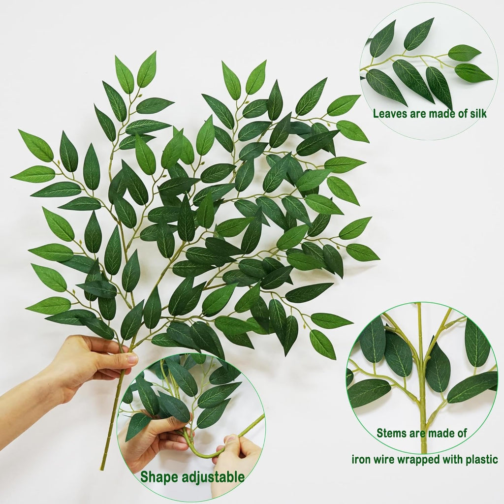 32pcs Italian Ruscus Greenery Stems 68cm Faux Greenery Stems Artificial Green Leaf Garland for Wedding Bouquet Flowers Filler Table Centerpieces Balloon Arch Home Decor