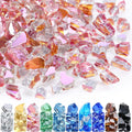 GasSaf 1/2 Inch Fire Glass Reflective Tempered Fireglass Cut Crushed FireGlass for Fire Pit, Fireplace, Replaces Existing Gas Logs & Lava Rocks (10 Pound)(Rose Gold Reflective)