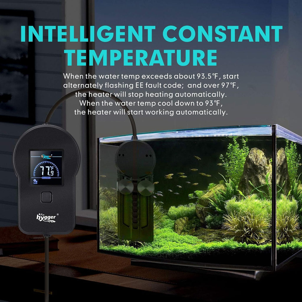 hygger 500W Aquarium Heater, Submersible Fish Tank Water Heater with External Color LED Digital Temperature Controller, Fast Heating for 60~120 Gallon