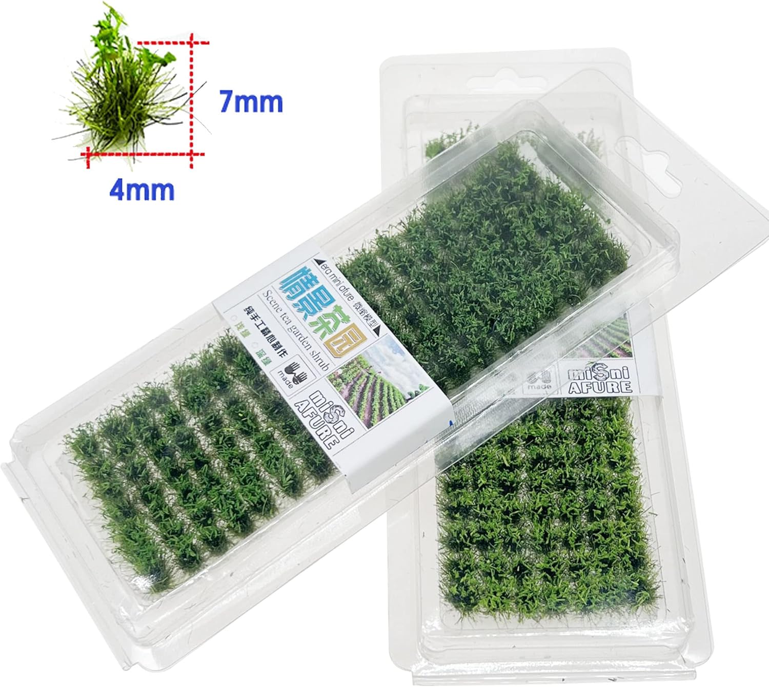 Woohome 280 PCS Static Grass Tuft Tea Model Grass Tufts 2 Color Artificial Grass Fake Moss Grass for Train Landscape Railway Artificial Grass Modeling