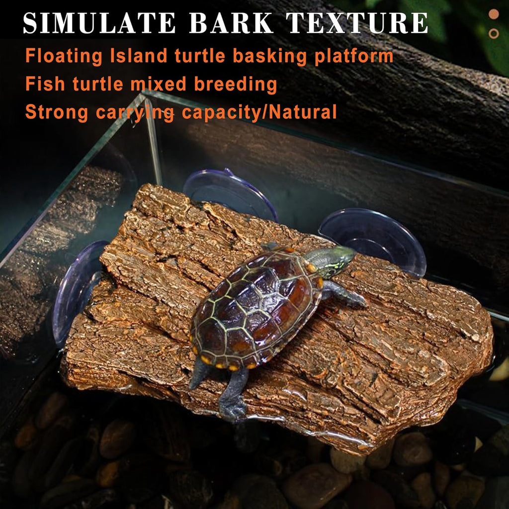Turtle Basking Platform with Suction Cups,Floating Dock for Aquatic Turtles Tank,Basking Rock Resting Terrace for Terrapins,Tortoises - Aquarium/Reptile Tank Accessories Decor(Brown)