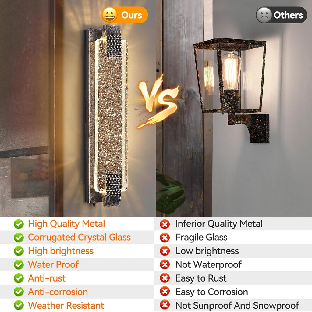 camuucci Dusk to Dawn Outdoor Light, 23.6 Inch LED Porch Lights Outdoor Waterproof Modern Outside Sconce Wall Mount for Doorway Hallway Porch Patio Yard Doorway Bronze