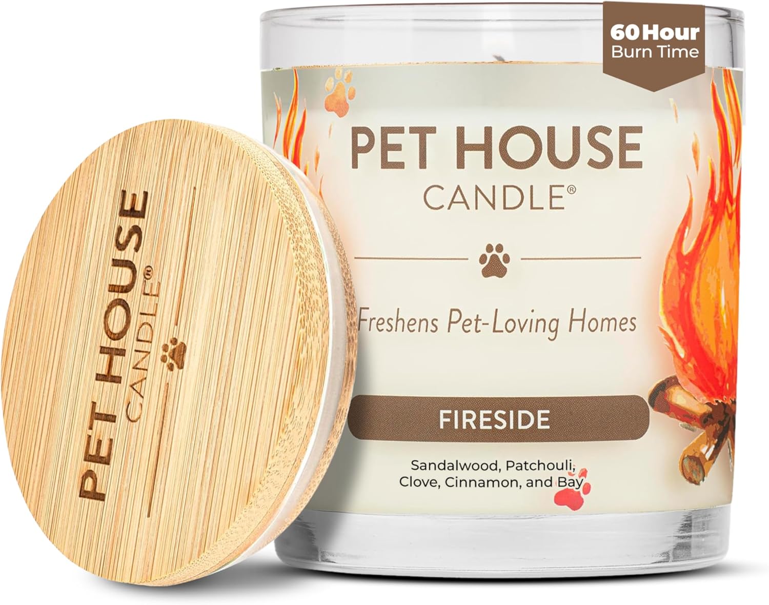 One Fur All Pet House Fall Candles, Long Lasting, Clean Burning, Soy Wax Scented Candles for Pet Odor, Fireside