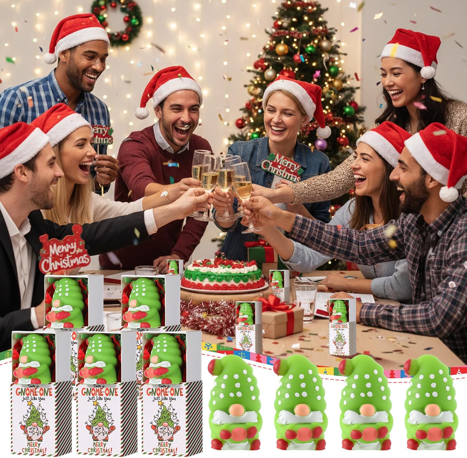 Wettarn 36 Sets Christmas Positive Gifts Gnome Stress Balls with Support Gift Boxes Bulk Merry Christmas Party Favors for Employee Coworker Friends Office Relief Toys Stocking Stuffers