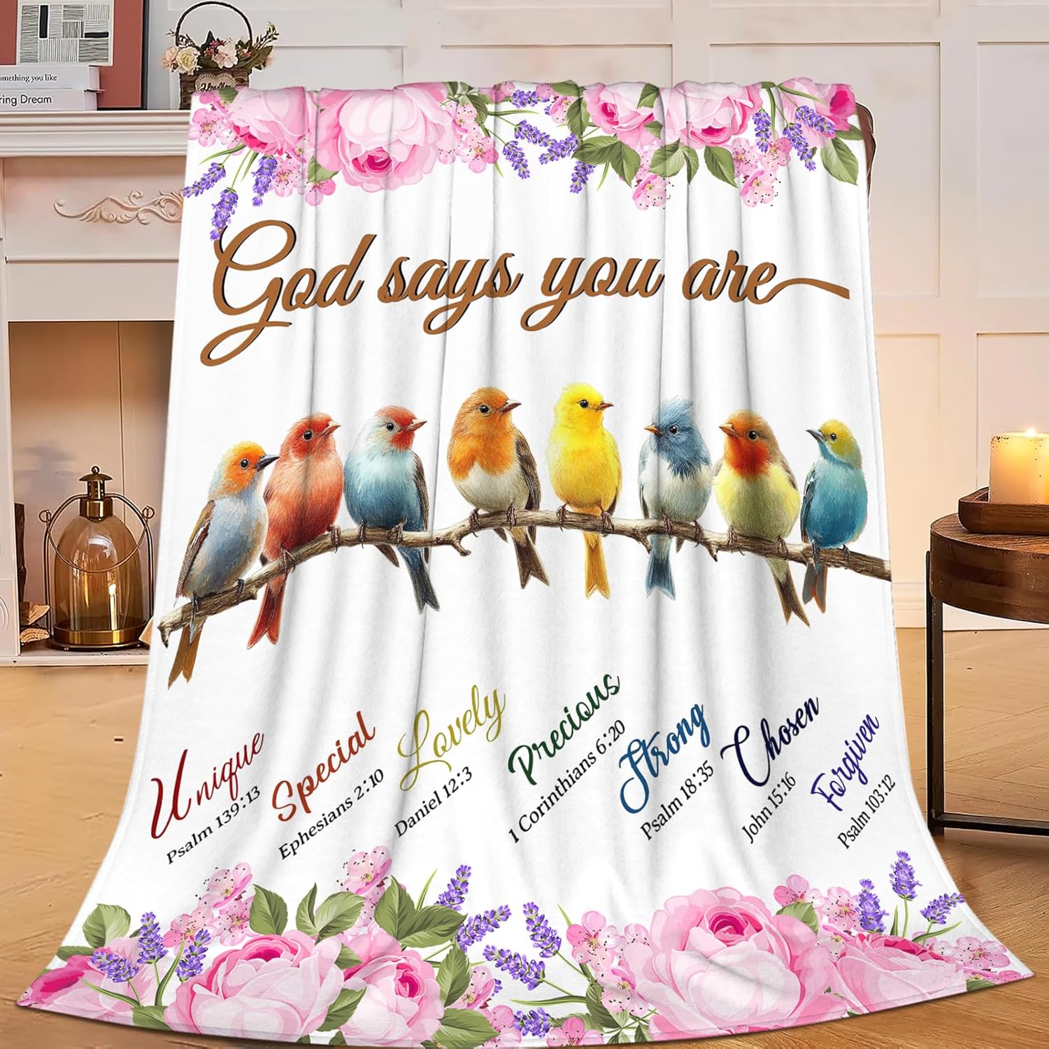 Bird Blanket God Says You are Bird Lover Throw Blanket Gifts for Kids Girls Boys Adults Women Men Super Soft Cozy Plush Fluffy Fuzzy Fleece Blanket Decor 50''X60''