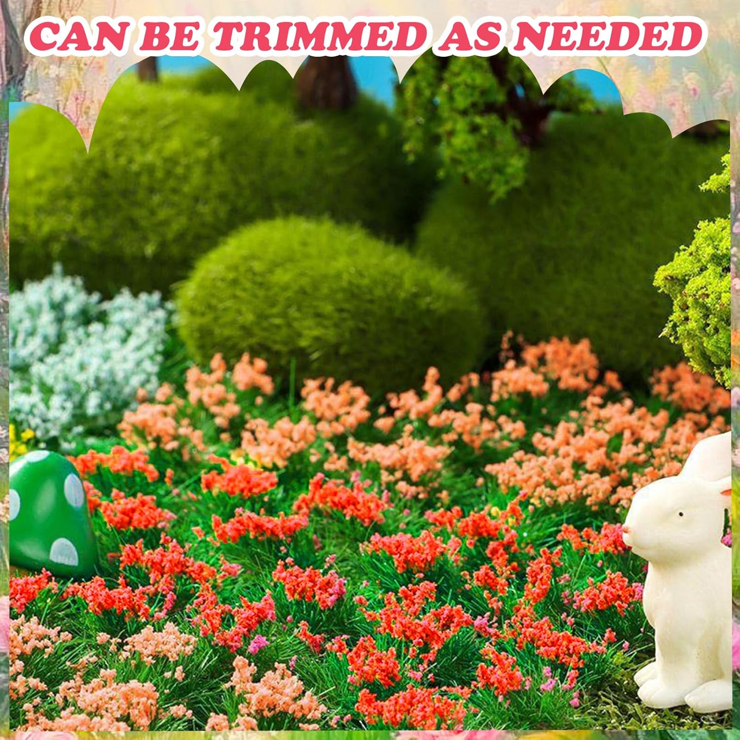 Warmtree Hand Torn Model Grass Tufts Flower Cluster for Miniature Scenery Applicable for N & HO Scale for Train Layouts,Diorama Supplies,and Architectural Models (Red)