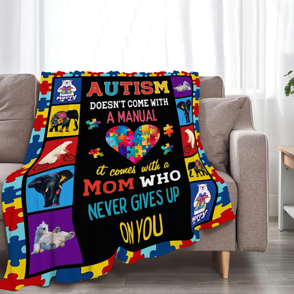 Autism Blanket Autism Awareness Throw Blankets Gifts for Girls Boys Kids Soft Cozy Fleece Plush for Couch Sofa Bed 80"x60"