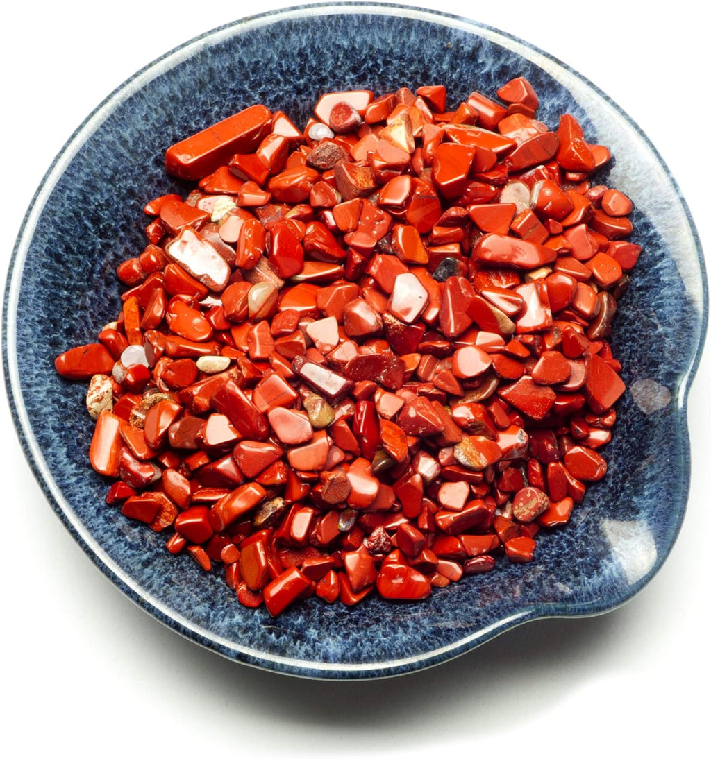 Cherry Tree Collection 1/2 Pound Polished Tumbled Gemstone Chips, Pebbles, Crystal Chips Bulk for Jewelry Making, Healing, Plants, Succulents, Aquariums, Decoration, Chakra (Red Jasper)