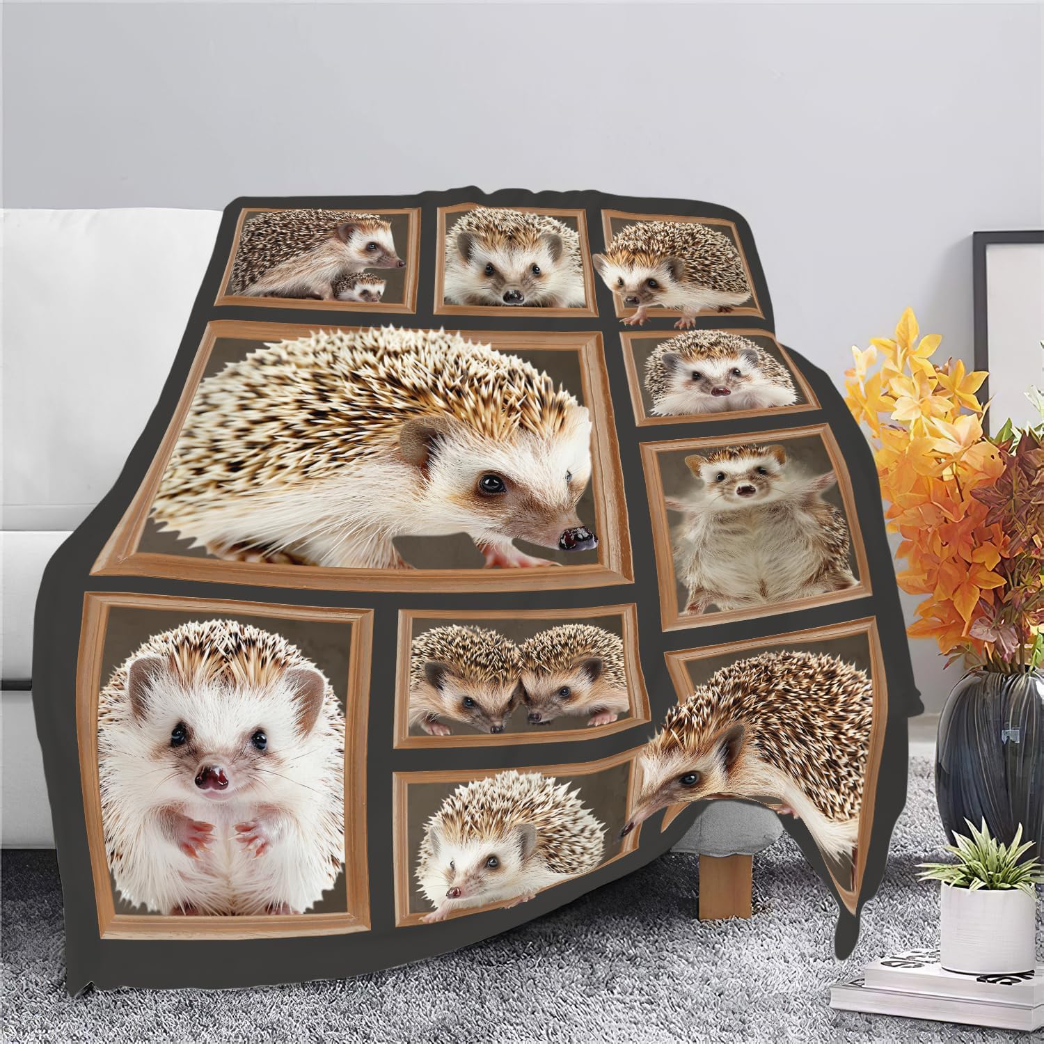 Hedgehog Blanket Hedgehog Throw Blanket Gifts for Girls Women Kids Boys Adults Men Super Soft Cozy Plush Fluffy Fuzzy Fleece Blanket Home Decor 60''X80''