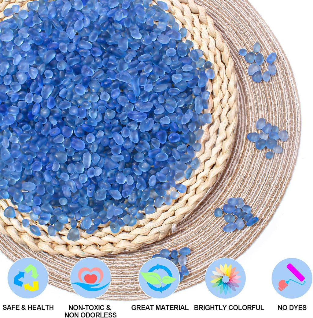 Keedolla Light Blue Aquarium Rocks Betta Fish Tank Gravel, 0.9 Lb Frosted Sea Glass Gemstones Vase Fillers for DIY Crafts, Aquarium, Home Decor