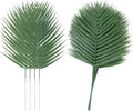 Abzo 20 Pcs Artificial Palm Leaves Stems Greenery Tropical Palm Leaves Faux Monstera Leaves Plant for Palm Sunday Flower Arrangement Home Kitchen Party Table Decor, Wedding Birthday Theme Parties.