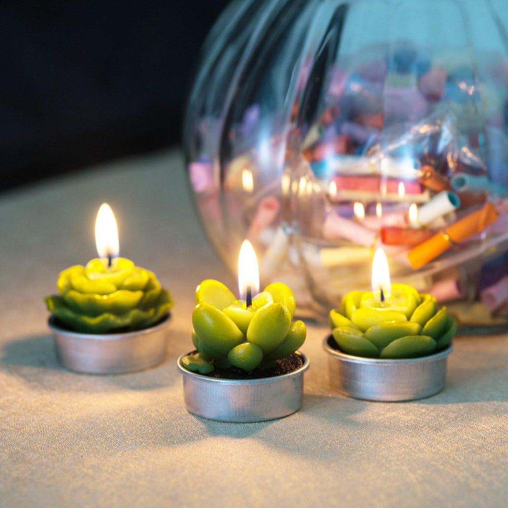 Cactus Tealight Candles,12 Pieces Handmade Delicate Succulent Cactus Candles for Party Wedding Spa Home Decoration