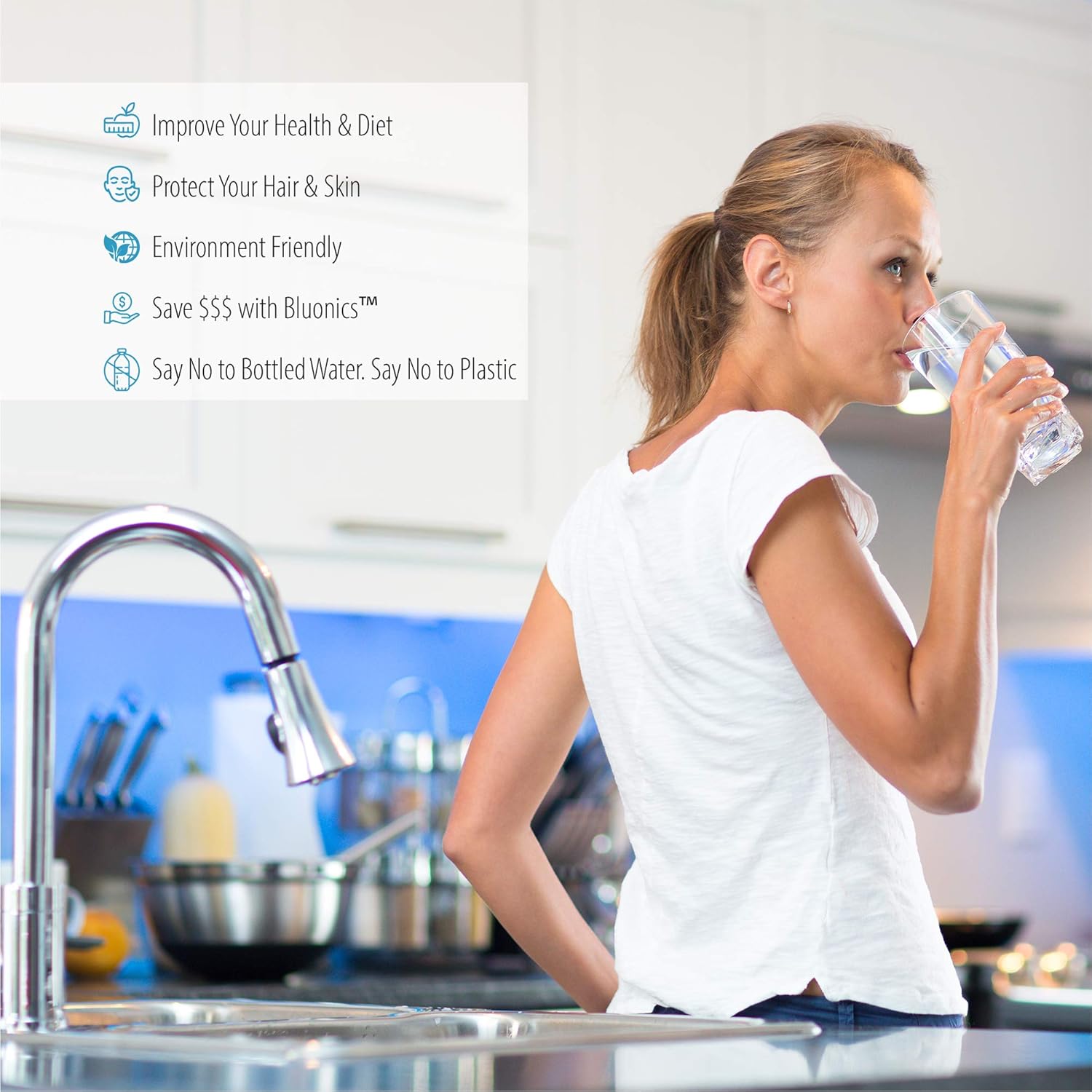 Bluonics 110W UV Water Ultraviolet 24GPM Plus Sediment and Carbon Well Water Purifier System Size 4.5" X 20" Filters for Large Home and Commercial