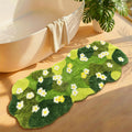 Moss Green Bathroom Rug ,Floral 5 x 2 Ft Runner,Ultra Thick Soft Irregular Shaped Rug,Water Absorbent Non Slip Microfiber Bath Mat For Shower Floor Decor,Aesthetic Trendy Rugs For Bedroom ,63x24 In