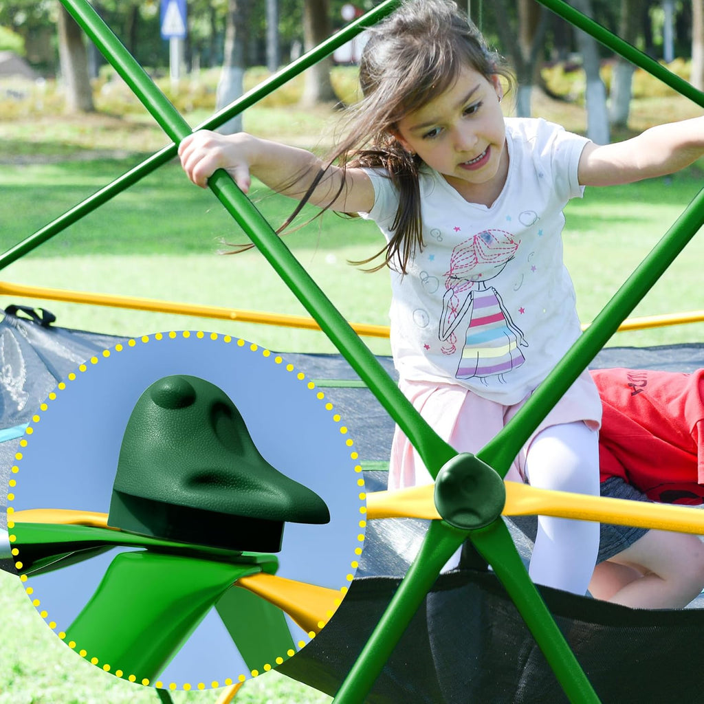 12 FT Climbing Dome for Kids 3-10, Outdoor Play Equipment Supporting 1000 lbs, Anti-Rust Jungle Gym, Easy Assembly Geometric Dome Climber Play Center (Green & Yellow)