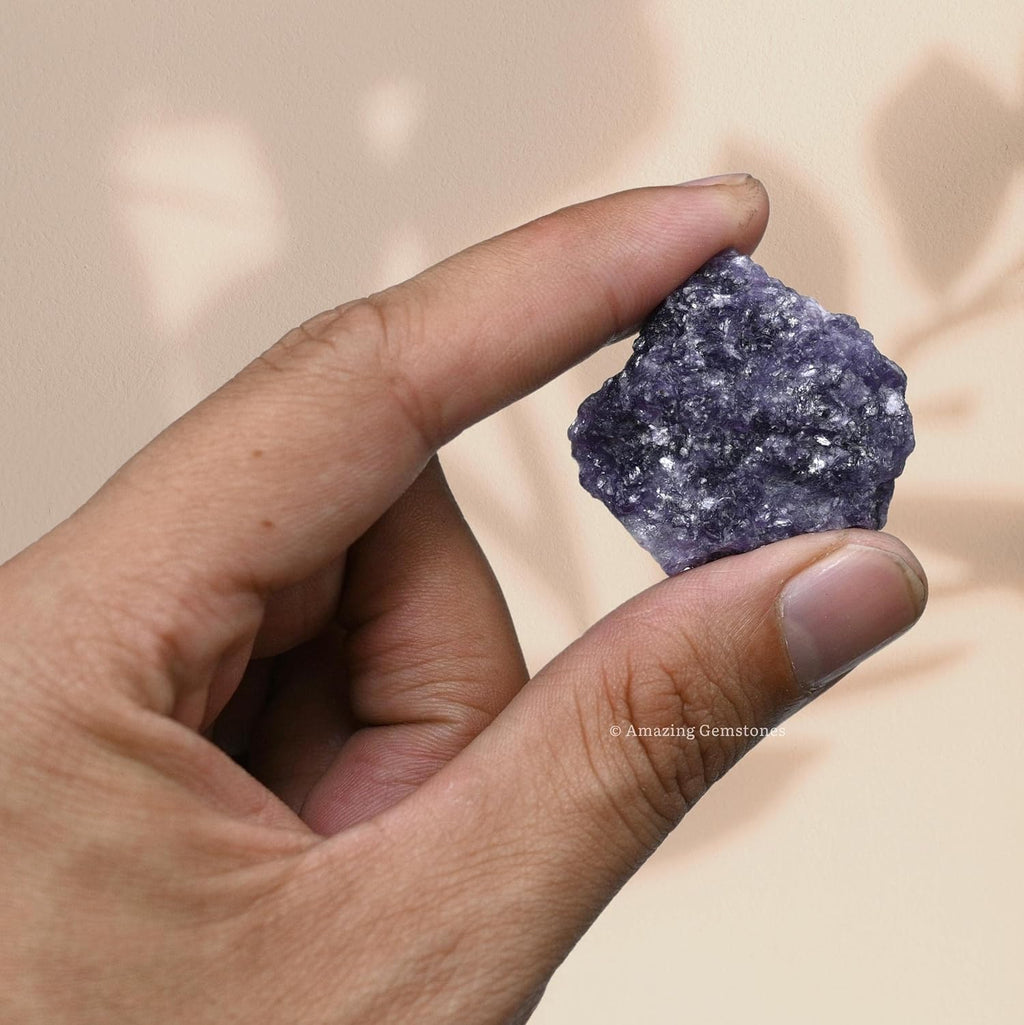 Amazing Gemstone Lepidolite Raw Crystals and Healing Stones, Natural Rocks for Tumbling and DIY Raw Stones and Crystals (5 Pieces)