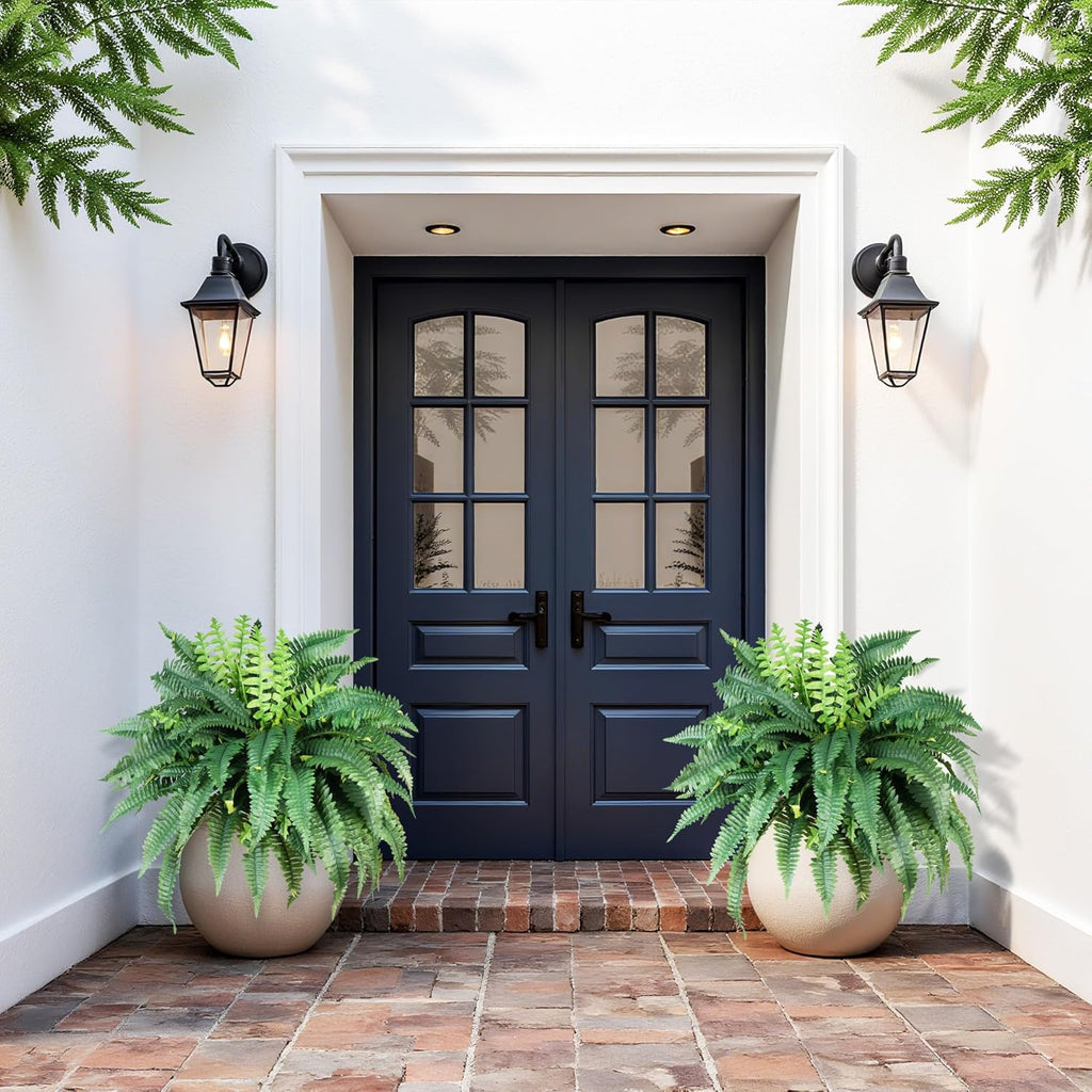 Fake Ferns Artificial Ferns for Outdoors Large Faux Ferns UV Resistance for Outdoor Large Planter Realistic Artificial Boston Fern Plants for Garden Balcony Terrace Decor 25.6In,2Pack,60Leaves