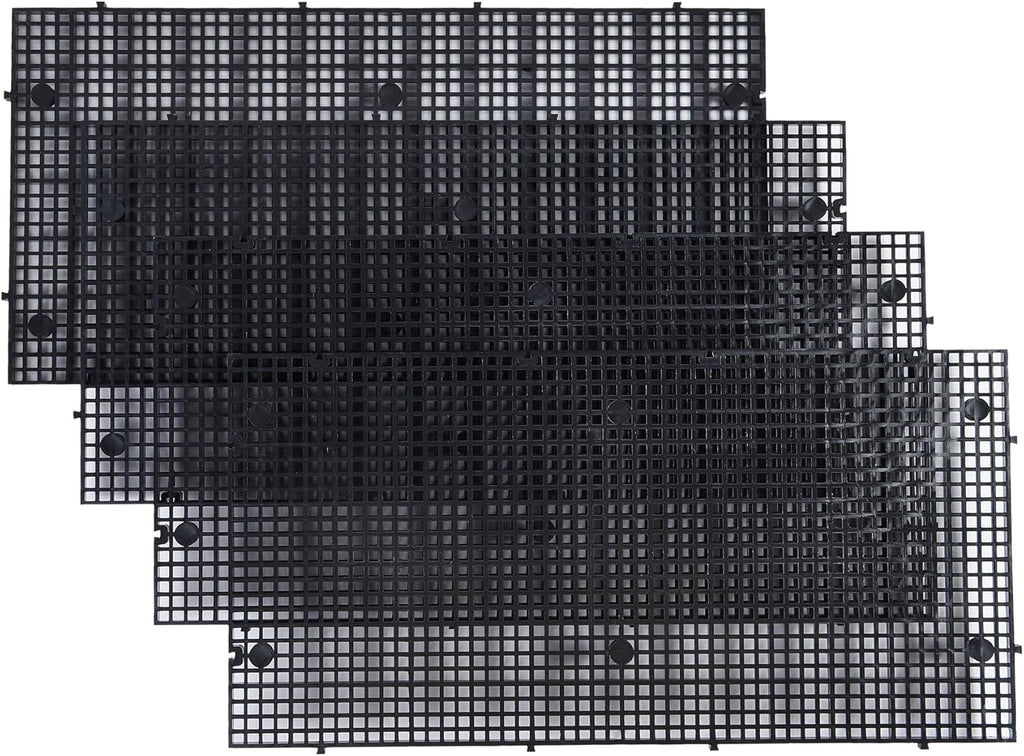 ALEGI Aquarium Grid Isolate Board Divider Fish Tank Bottom Black Filter Tray Plastic Crate (4pcs Black)