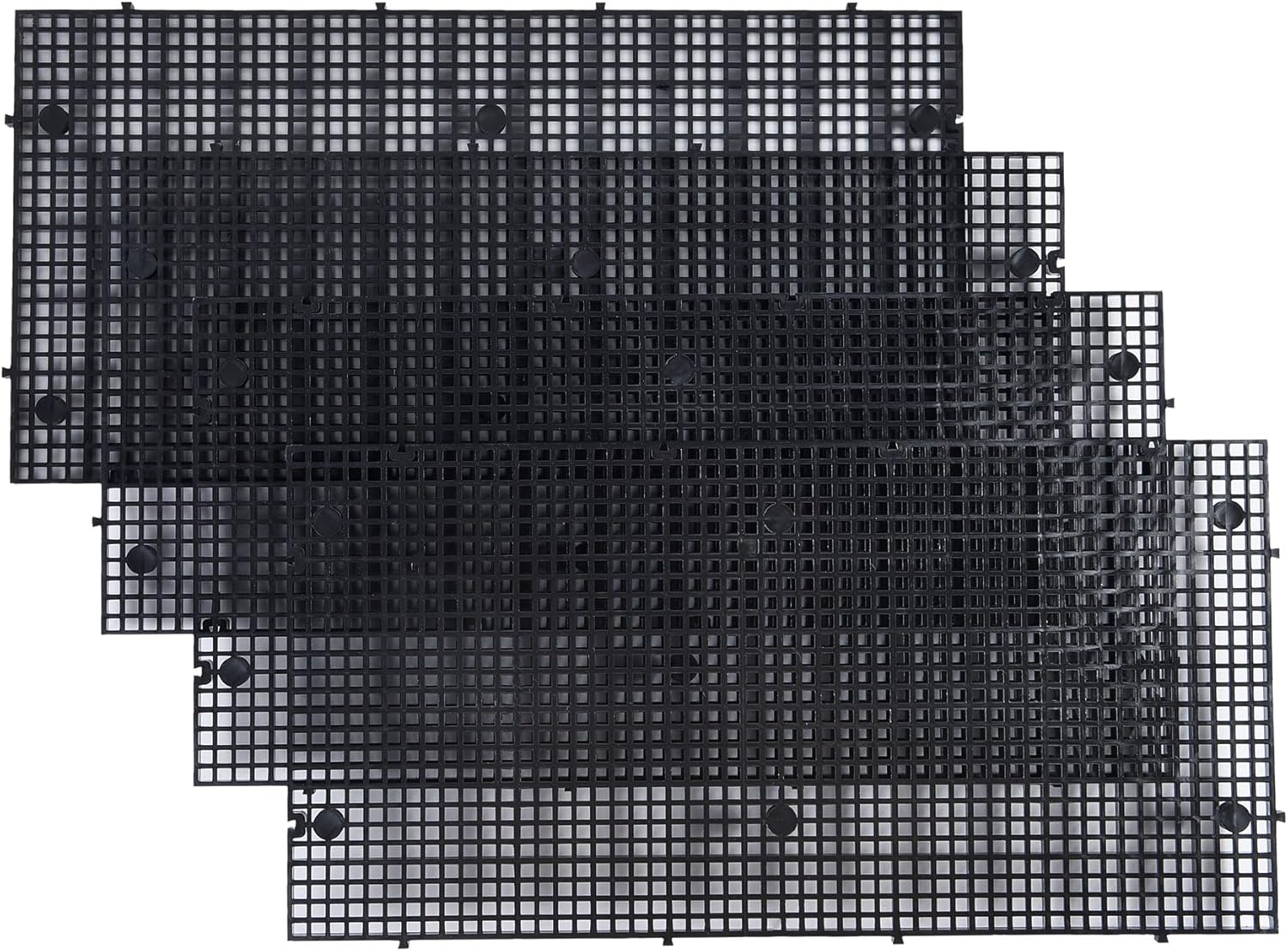 ALEGI Aquarium Grid Isolate Board Divider Fish Tank Bottom Black Filter Tray Plastic Crate (4pcs Black)