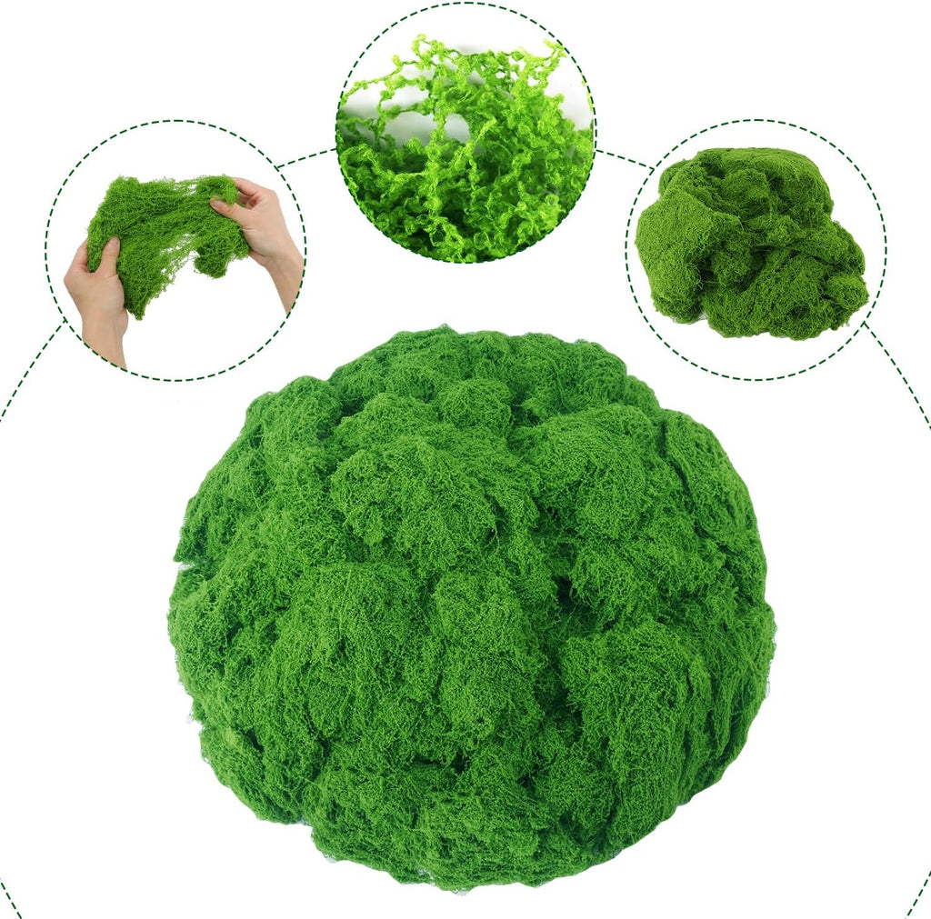 35 OZ Artificial Moss for Potted Plants, Premium Green Fake Moss for Crafts, Indoor and Outdoor Planters, DIY Decor and Fairy Gardens