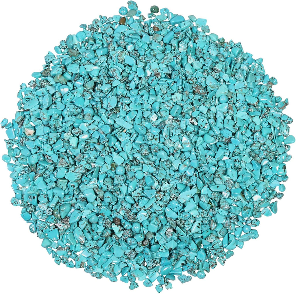 SUNYIK Howlite Turquoise Tumbled Chips Stone Crushed Pieces Irregular Shaped Stones 1pound(about 460 gram)