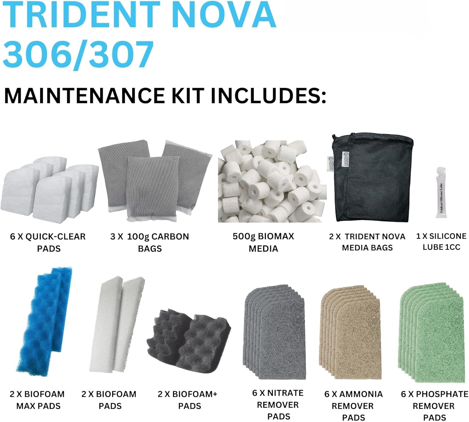 306/307 Filter Media Canister Filter Maintenance & Replacement Filter Media Kit, with Mesh Bags(Quick Clear, BioFoam, Nitrite/Phosphate/Ammonia Remover, Carbon, Biomax)