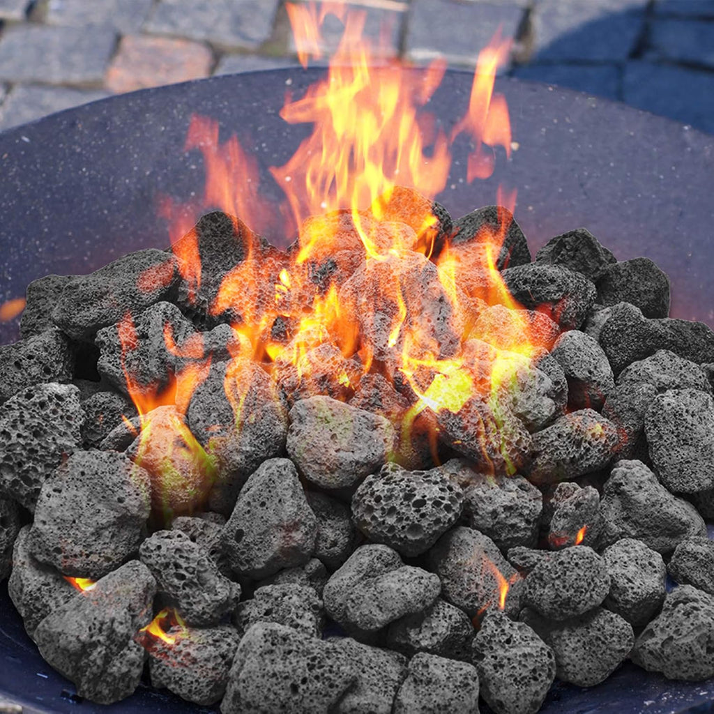 Skyflame 10LB Lava Rocks for Fire Pits, Fire Tables, Fireplaces, Garden Landscaping Decoration, Indoor and Outdoor Use, 1"-2" Natural Sizes, Black