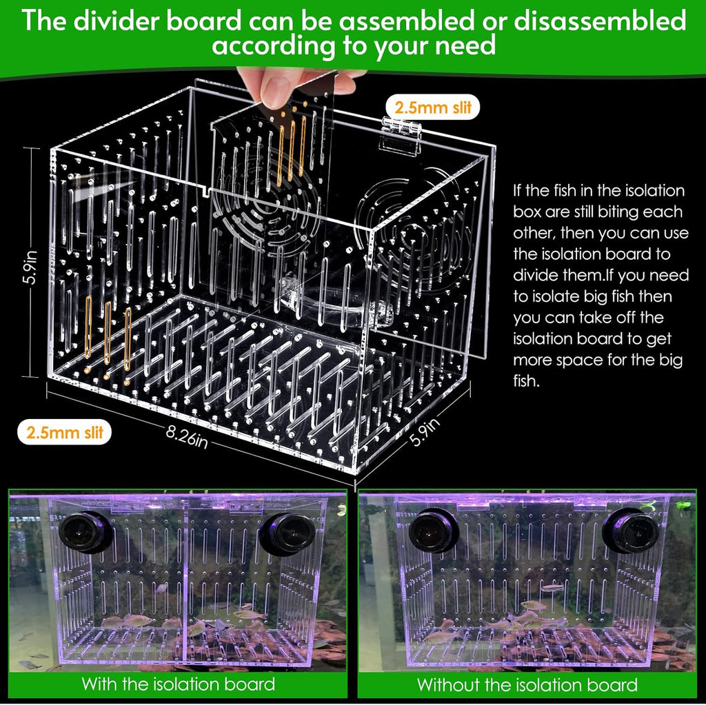 Magnet Acclimation Box for Saltwater Fish Quarantine Aquarium Isolation Box for Aquarium Fish Anemone Reef Coral