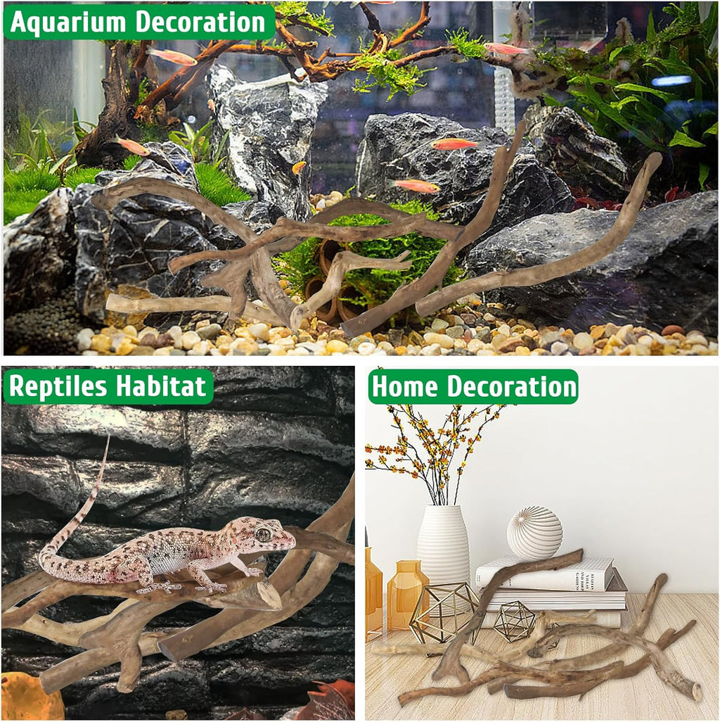 kathson Natural Driftwood for Aquarium, Red Moor Driftwood Mix 12''-16'' Long Driftwood for Decorations Aquarium Driftwood Assorted Shapes Natural Aquarium Decor Driftwood (350g, Coarse Branches)