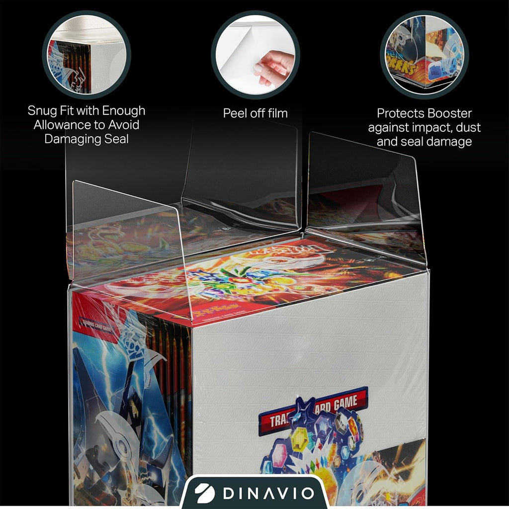 Plastic PKMN Booster Box Protector 5 Pack - Booster Box Case Display Protectors - Compatible with English Modern PKMN Booster Boxes - 0.5mm Thick (Pack of 5)