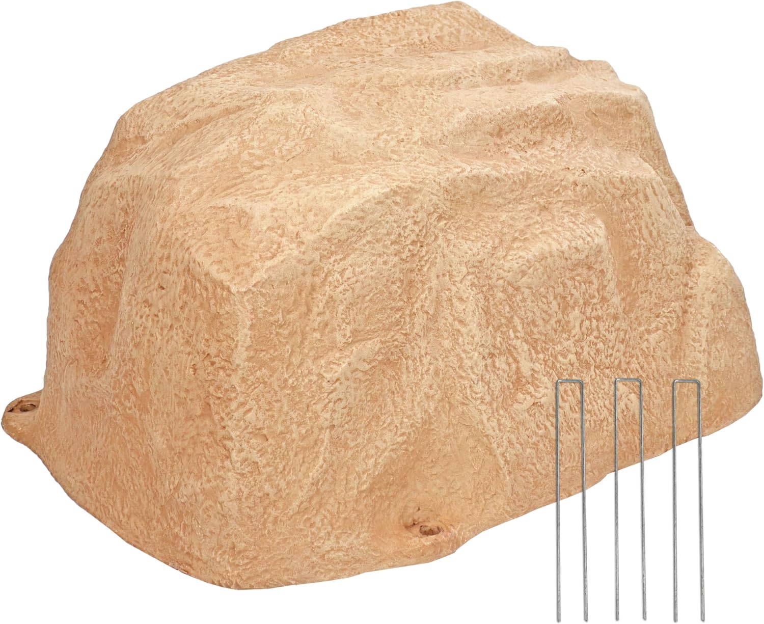 Sunnydaze 14” H Polyresin Faux Landscape Rock Cover - Lightweight Fake Rock Well Pump Cover for Outside - Sand