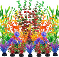 Fish Tank Decorations Plastic Plants Large, Aquarium Artificial Plants Decor Colorful Ornament Safe for All Fish - 20pcs