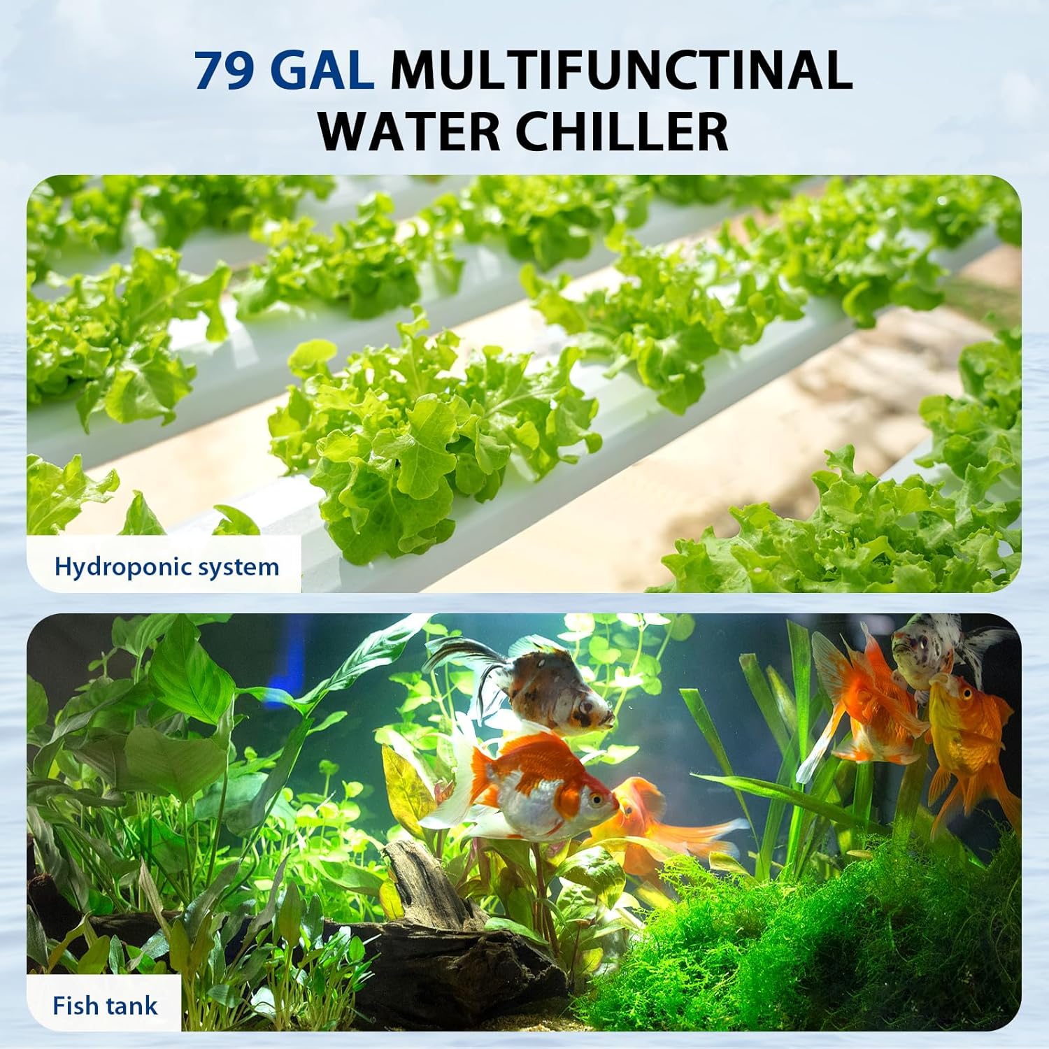 79 Gal Aquarium Chiller, 1/3 HP Fish Tank Water Chiller with Quiet Design Compressor, Refrigeration for Hydroponic System Axolotl Jellyfish Coral Reef 300L, Black