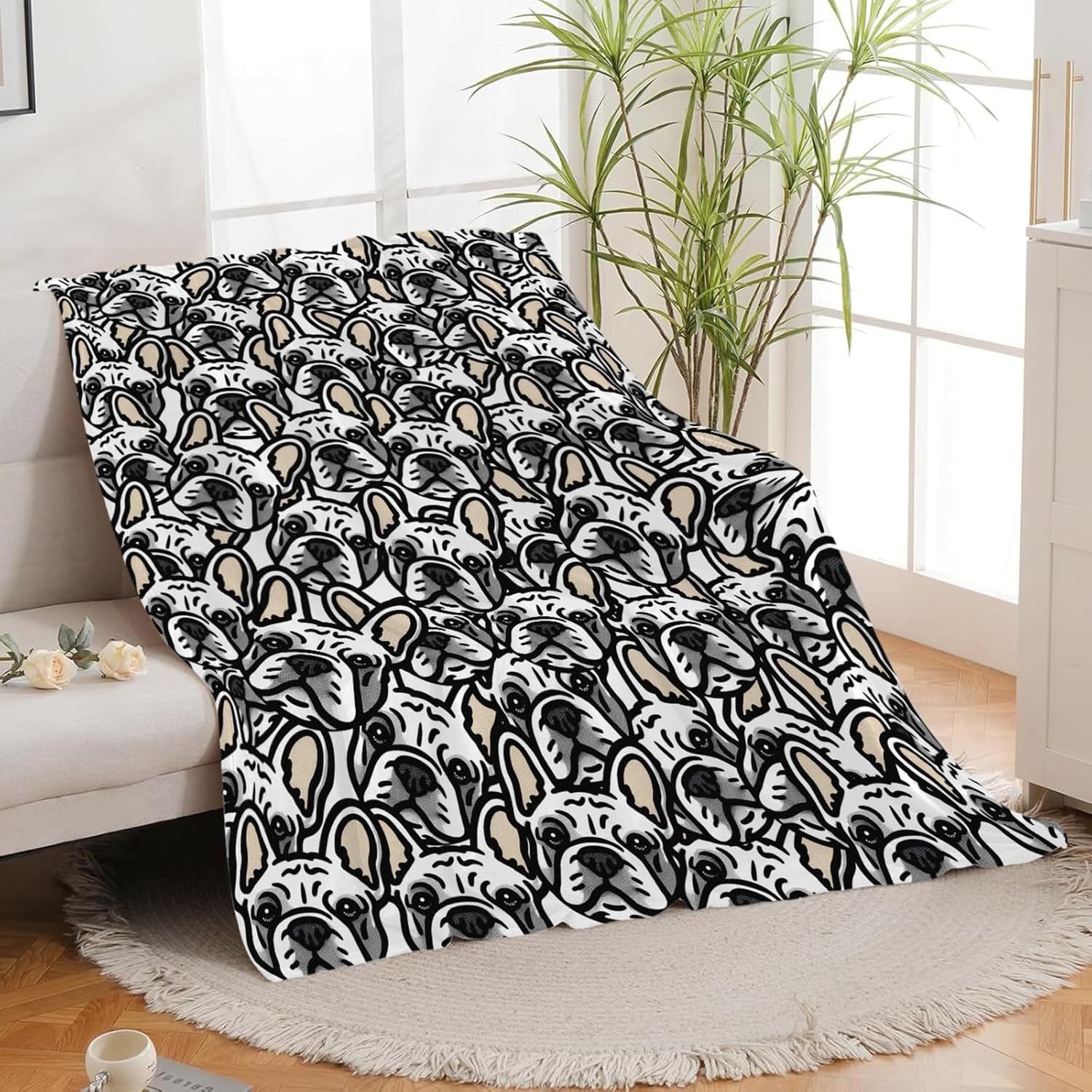 Boston Terrier Throw Blanket French Bulldog Frenchie Puppy Stuff Gifts for Dog Lover Kids Girls Boys Adults Women Men Soft Cozy Warm Plush Fluffy Fuzzy Fleece Blanket Decor 40''X50''