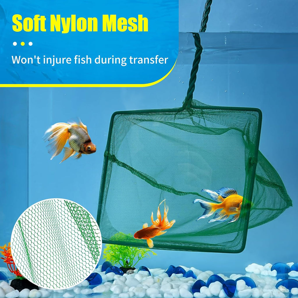 AQUANEAT 8 Inch Aquarium Fish Net, Wastes Skimming Cleaning Tool with Firm Handle for Fish Tanks Small Ponds