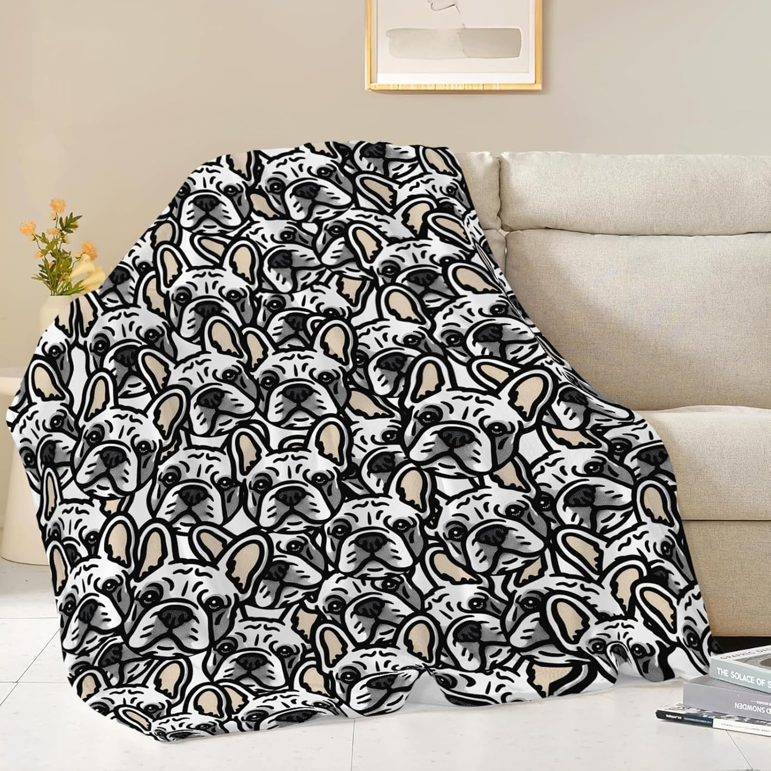 Boston Terrier Throw Blanket French Bulldog Frenchie Puppy Stuff Gifts for Dog Lover Kids Girls Boys Adults Women Men Soft Cozy Warm Plush Fluffy Fuzzy Fleece Blanket Decor 60''X80''