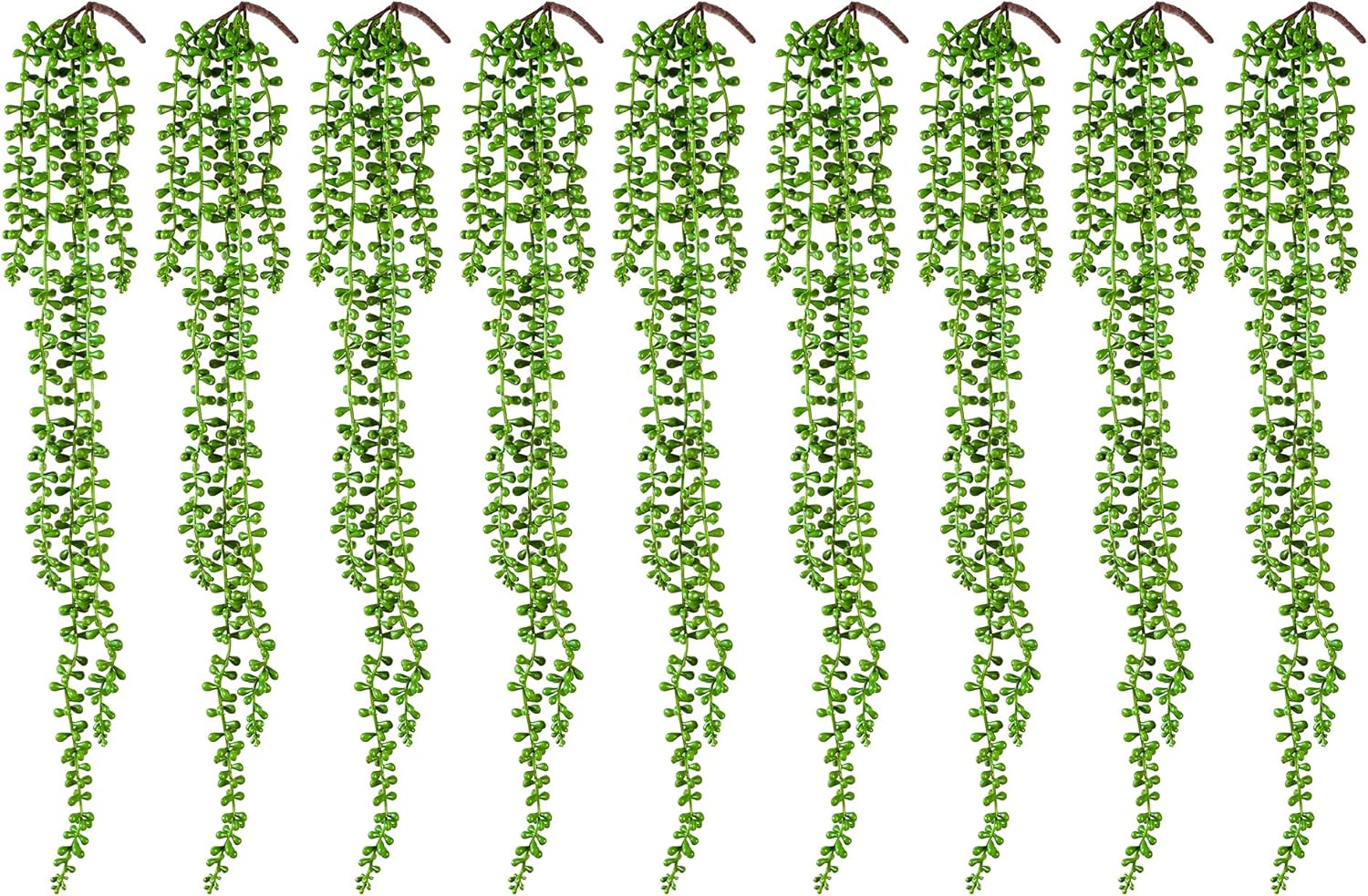 9PCS Artificial Succulents Hanging Plants,27.5 Inch Fake String of Pearls Greenery Plants 5 Branches for Fall Home Garden Office Party Balcony Wall Indoor Outdoor Autumn Decoration