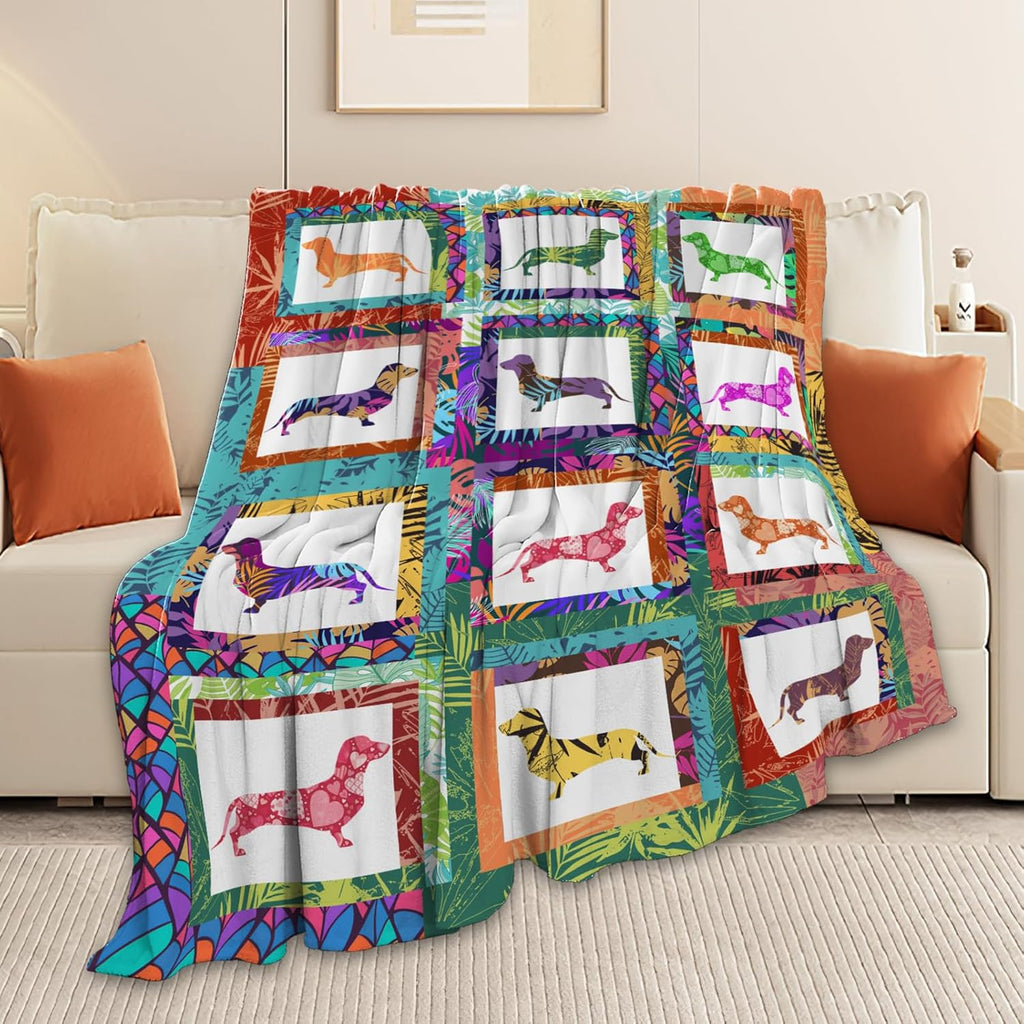 Dachshund Throw Blanket Dachshund Puppy Stuff Weiner Dog Gifts for Women Adults Men Dog Lover Kids Girls Boys Soft Cozy Warm Plush Fluffy Fuzzy Fleece Blanket Decor 50''X60''