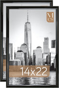 MCS Trendsetter 14x22 Poster Frame Black High-Gloss, Vertical & Horizontal Wall Hanging Large Picture Frame for Photos, Posters & Art Prints (2-Pack)