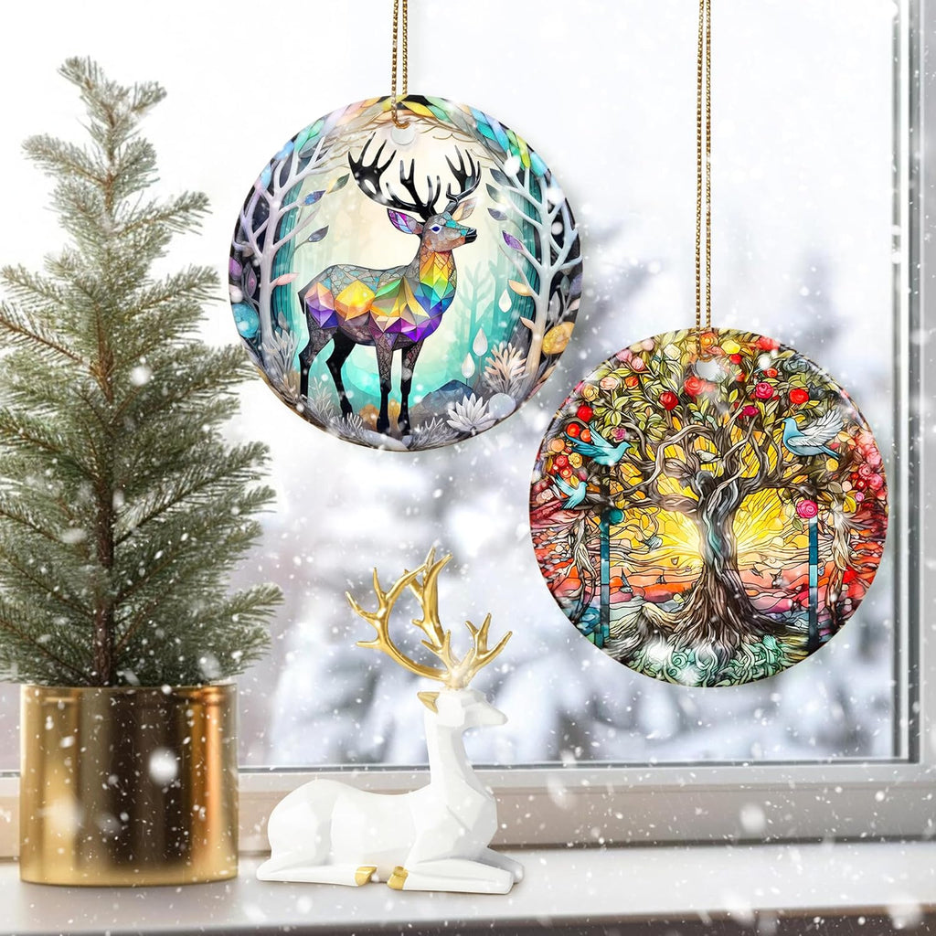 Colorful Ceramic Elk Christmas Ornament, Elk Ornaments for Christmas Tree, Holiday Decorations, Christmas Decor, Elk Gifts, Christmas Ornament Gift Ideas