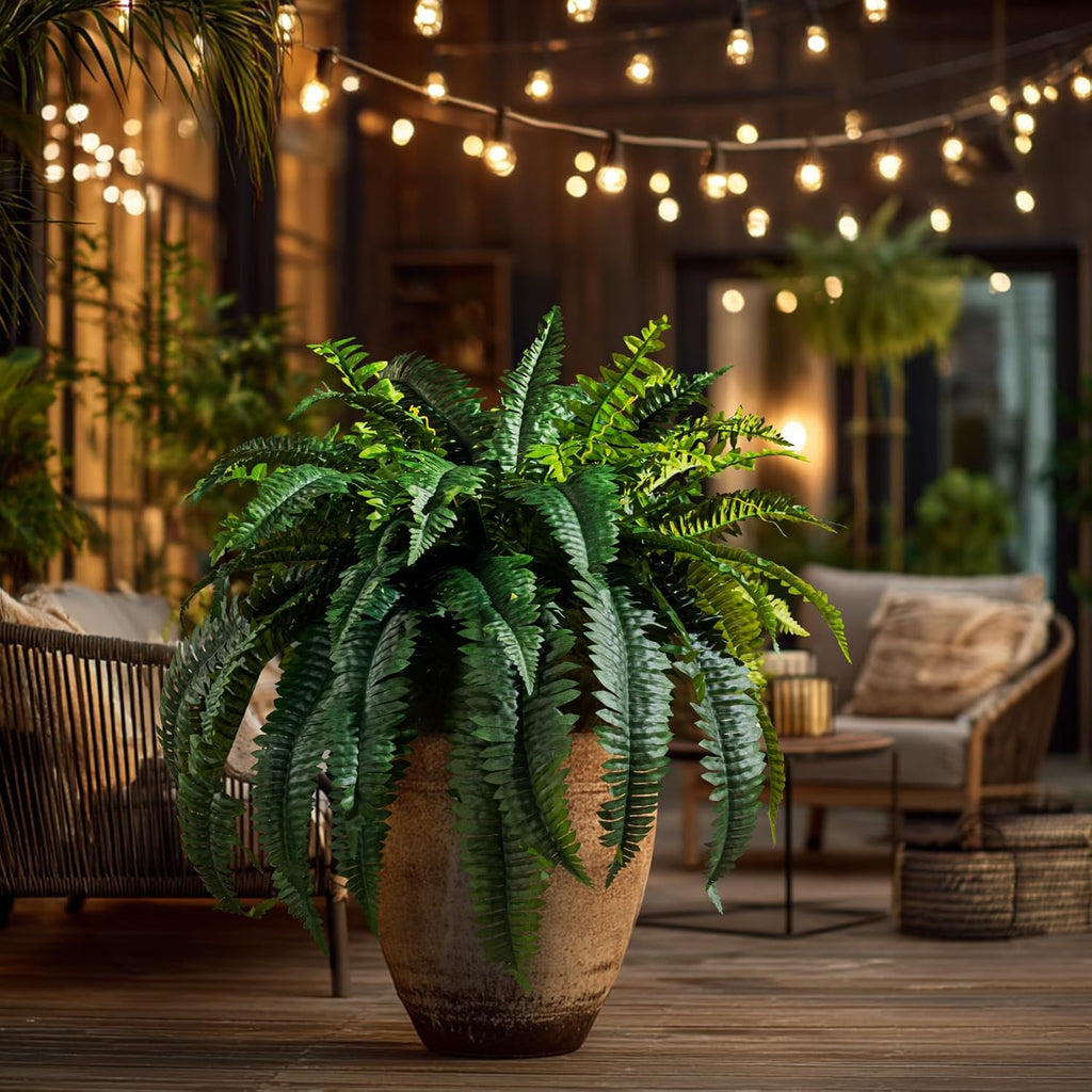 Artificial Boston Fern Plants 2 Pack 38 Leaves 33' Large Artificial Ferns Realistic Fake Hanging Ferns Faux Greenery for Indoor Outdoor Decor Home Office Porch