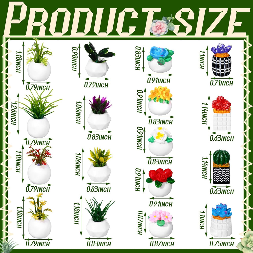 30 Pcs Miniature Dollhouse Plants Accessories Mini Artificial Potted Flower Tiny Resin Greenery Cactus Figurines for Doll House Gift DIY Garden Bonsai Micro Landscape Decoration(Plants)