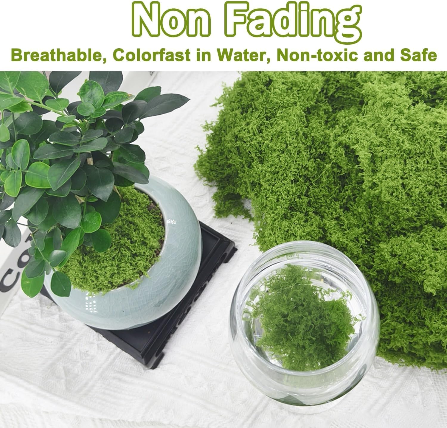 Artificial Moss 17.63oz – Fake Green Moss for Crafts, Potted Plants, Fairy Garden Decor, DIY Table Centerpieces, Wedding Party Decoration