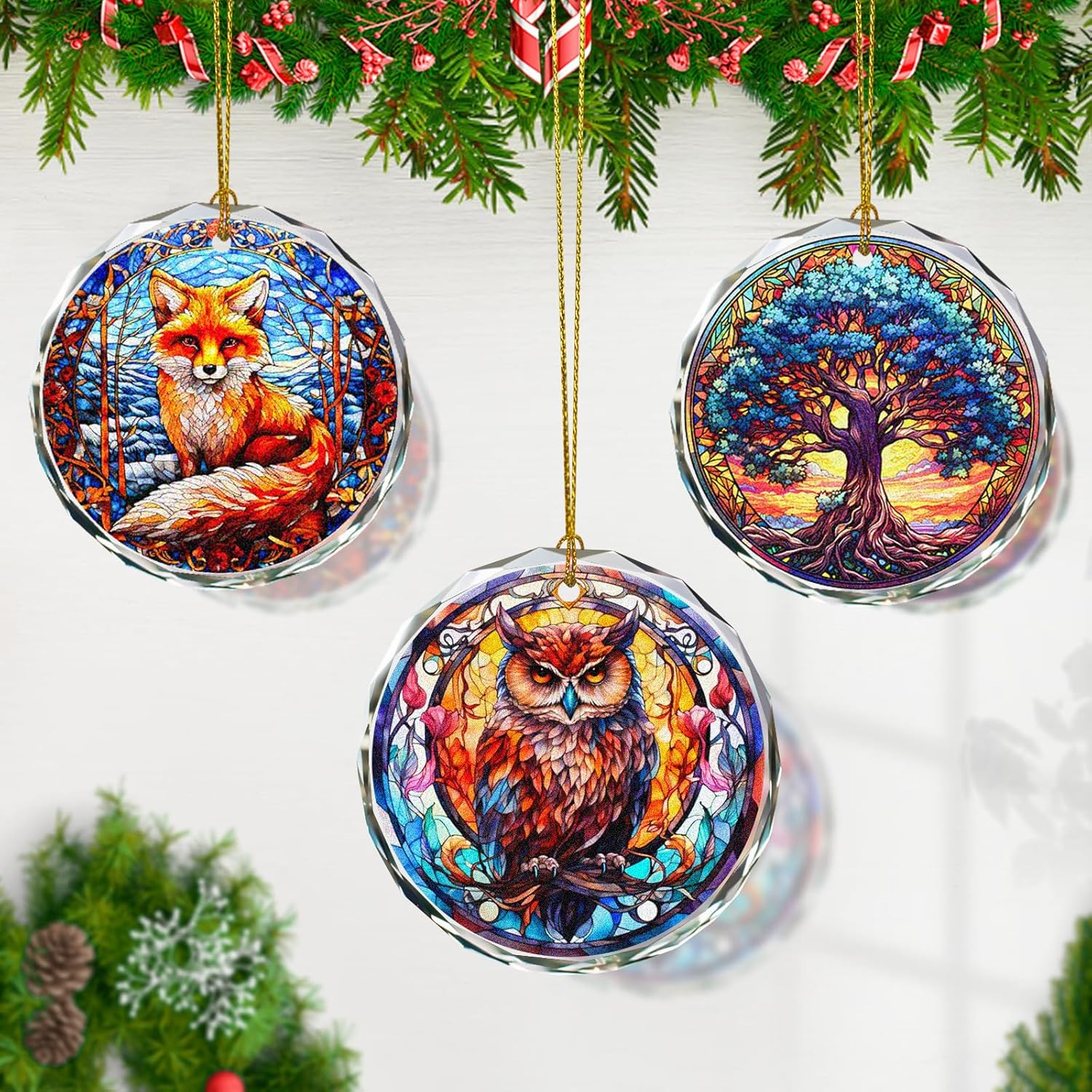 Stained Glass Owl Ornament - Christmas Tree Decor, Gift Exchange Present