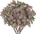 Hollyone 5 Bundles Artificial Greenery Plants Stems Faux Fittonia Leaves Plant Bouquet Fillers for Arrangement, Fake Shrub Bushes Plants for Home Centerpiece Indoor Outdoor Garden Patio Porch