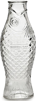 Serax Glass Water Pitcher | Fish & Fish glassware by Paola Navone | Wine Carafe Decanter 28.74 fl oz | Clear Bottle Container for hot and cold Drinks | Beverage Dispenser for Fridge | Suitable as Vase